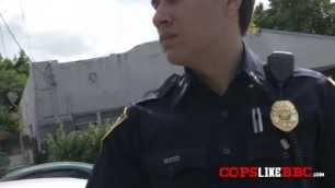 Horny milf cops suck on criminals big cock at their private spot
