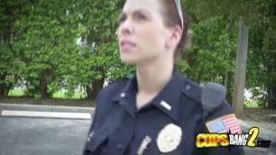 Tattooed hot milf cops get fucked by a black guy that she just arrested just to fuck him hard.