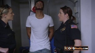 MILFs are interviewing this black suspect with their wet pussies.