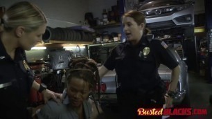 Mechanic Shop owner is subdued by horny milf cops into fucking their pussies