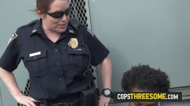 Pervert is subdued into stuffing milf cops cunt deep on a rooftop