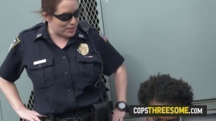 Pervert is subdued into stuffing milf cops cunt deep on a rooftop