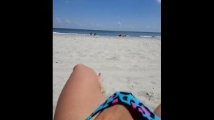 MILF Fingering on Public Beach