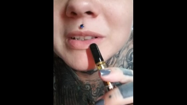 Smoking weed sexy eyes face tattoos