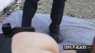 Peeping tom gets his big black cock sucked and ridden by horny milf cops