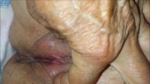 Naughty 65 Year-Old Granny's Pussy up Close