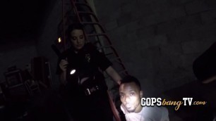 Criminal gets caught breaking and entering by milf cops