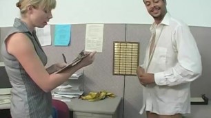 Bossy Blonde Office Bitch Dominates and Humiliates Workers at Work