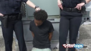 Black dude can't resist to the offer of a horny cop, instead of going to jail, he can fuck her hard