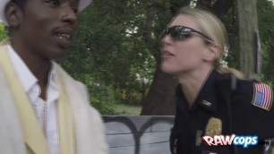 Black pimp gets arrested by two horny white police officers that were looking for his black cock.