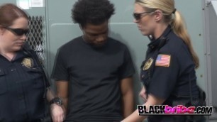 Suspect is caught with his Black Cock on hand by some White, Horny and Desperate Big Titty Cops.