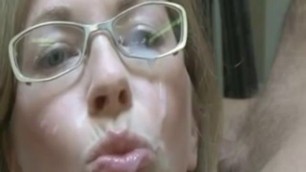 MILF with Glasses Epic Blowjob & Facial