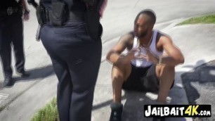 Young black dude gets arrested and sucked deep