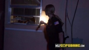 Female cops get inside a house without any permission just to bang and suck that nigga's big cock