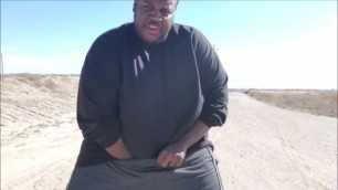 BIG FAT MAN RUBS HIS BLACK HARD COCK IN PUBLIC FAT FETISH BLACKED OUT