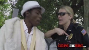 Horny cops obligate a black pimp to fuck them hard with his massive black cock and make him cum hard