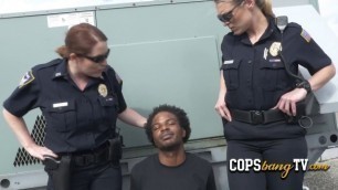 Black suspect is apprehended and ready to pay the price for breaking the law!