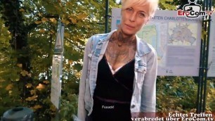 Deutsche Blonde Skinny tattoo Milf beim EroCom Date Blinddate abgeschleppt und gefickt POV