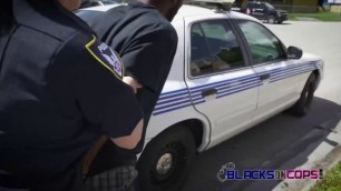 Horny cop with big tits arrests a black dude with big cock just to fuck him hard.