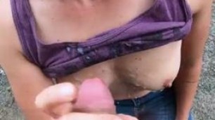 2 HUGE cumshots in 1 Minute for horny MILF outdoors POV - YummyCouple