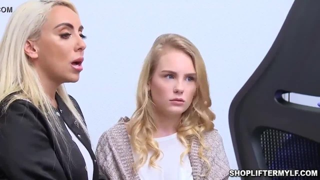 Sexy MILF thief Kylie Kingston and teen dauther Natalie Knight shared with the cops dick after getting arrested because of steal