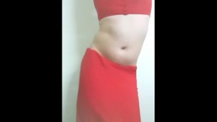 Ek Do Teen Jacqueline - Sexy petite sissy shemale dance in red hot saree