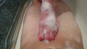 Foot job in shower (POV)